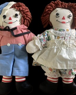 Vintage Raggedy Ann and Andy Dolls: Two-face, Sleepy/awake, 15