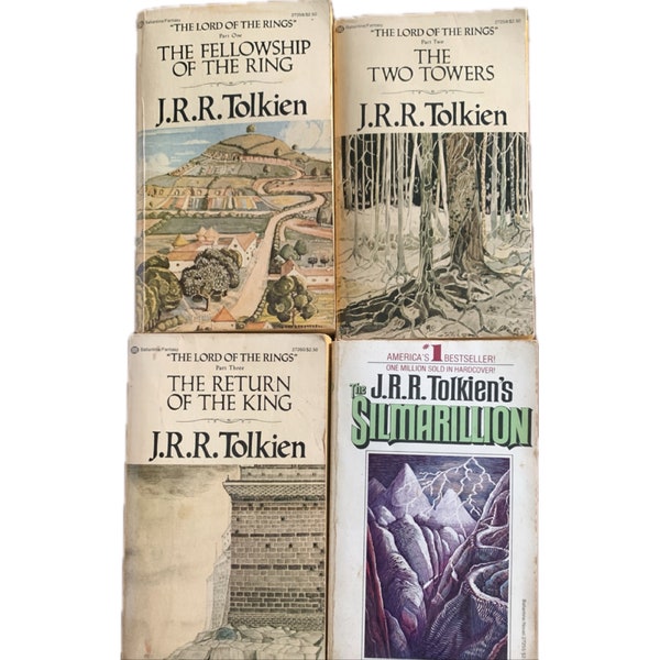 JRR Tolkien, Book collection, Lord of the rings trilogy & the Silmarillion , vintage paperback, fantasy