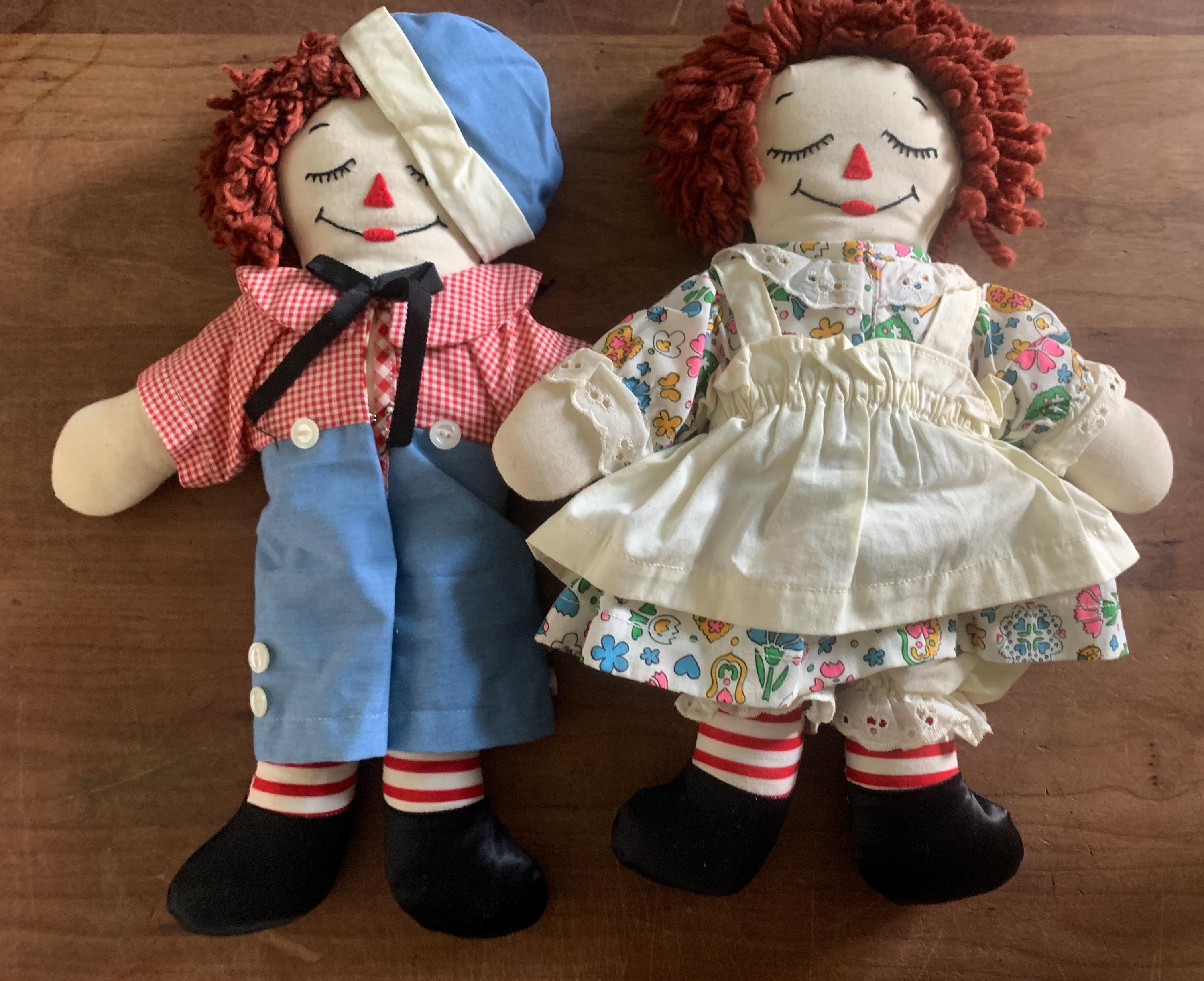 Vintage Raggedy Ann and Andy Dolls: Two-face, Sleepy/awake, 15