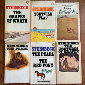 Vintage John Steinbeck Paperback Books: Grapes of Wrath, Tortilla Flat