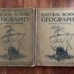 Antique Natural School Geography Book by Redway & Hinman
