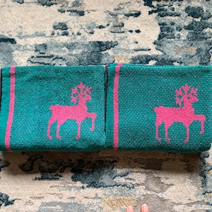 Two Vintage Folio by Regal, hand towels, pink and teal , 29x17
