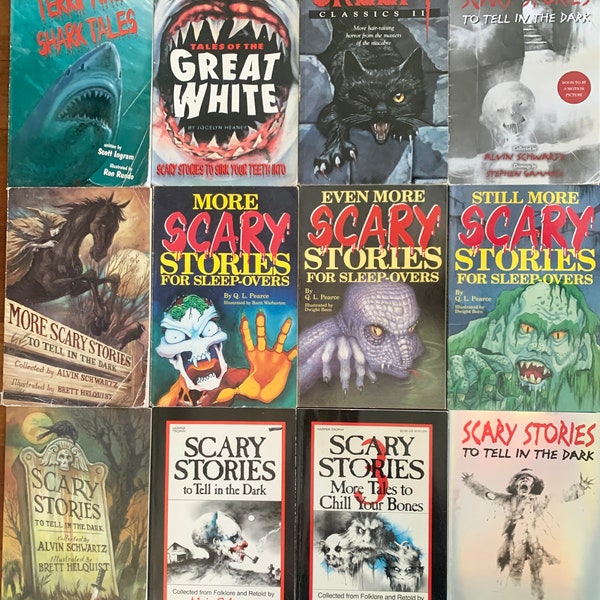 Sold separately, Scary Stories, More Scary Stories, Creepy Classics, Terrying Shark Tales, To tell in the dark