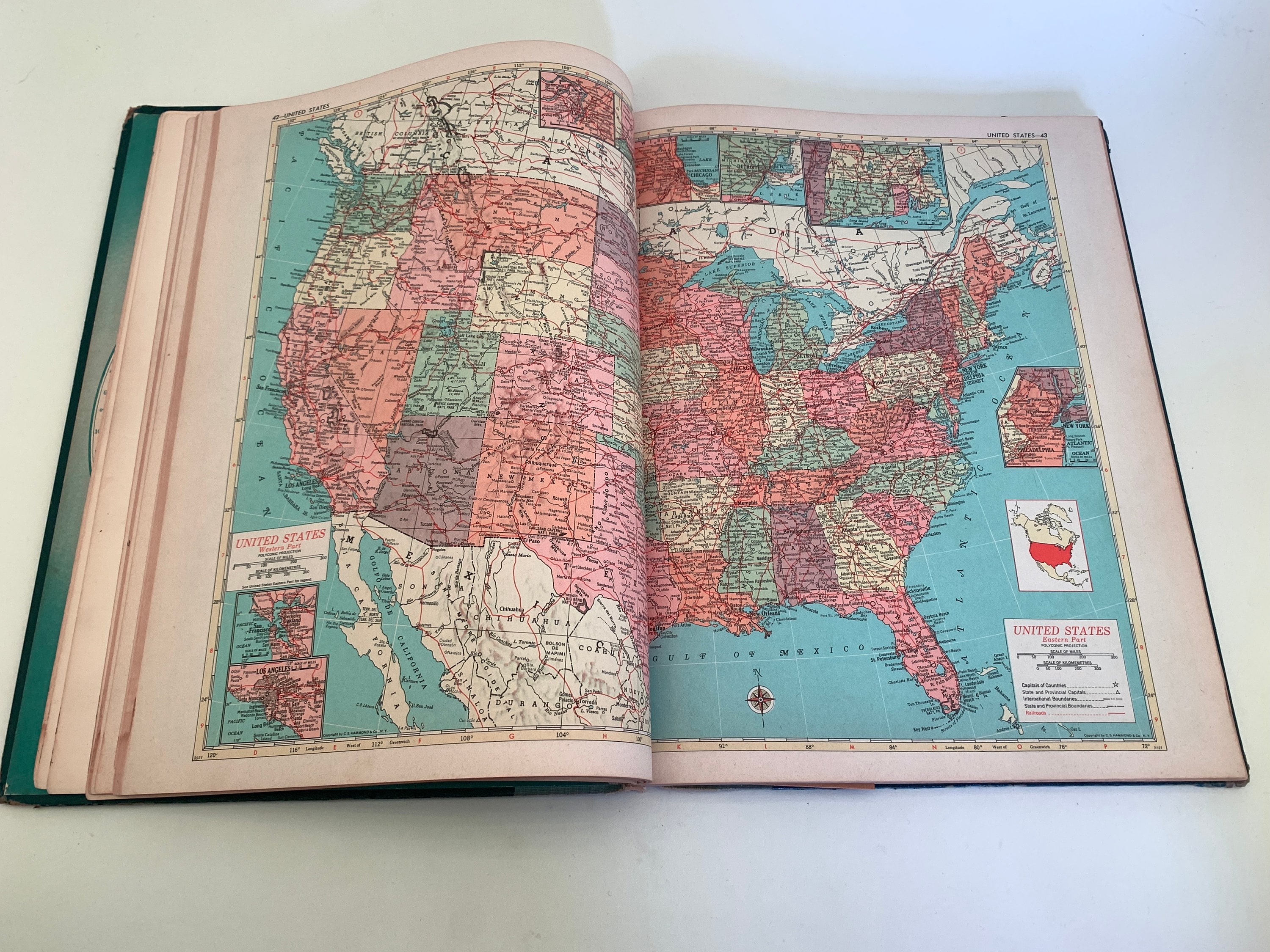 Vintage 1956 Hammond's World Atlas: Mid-century Geography Book - Etsy