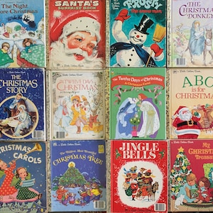 Sold separately, Christmas, A Little Golden books, vintage childrens books, holiday, Santa, jingle bells