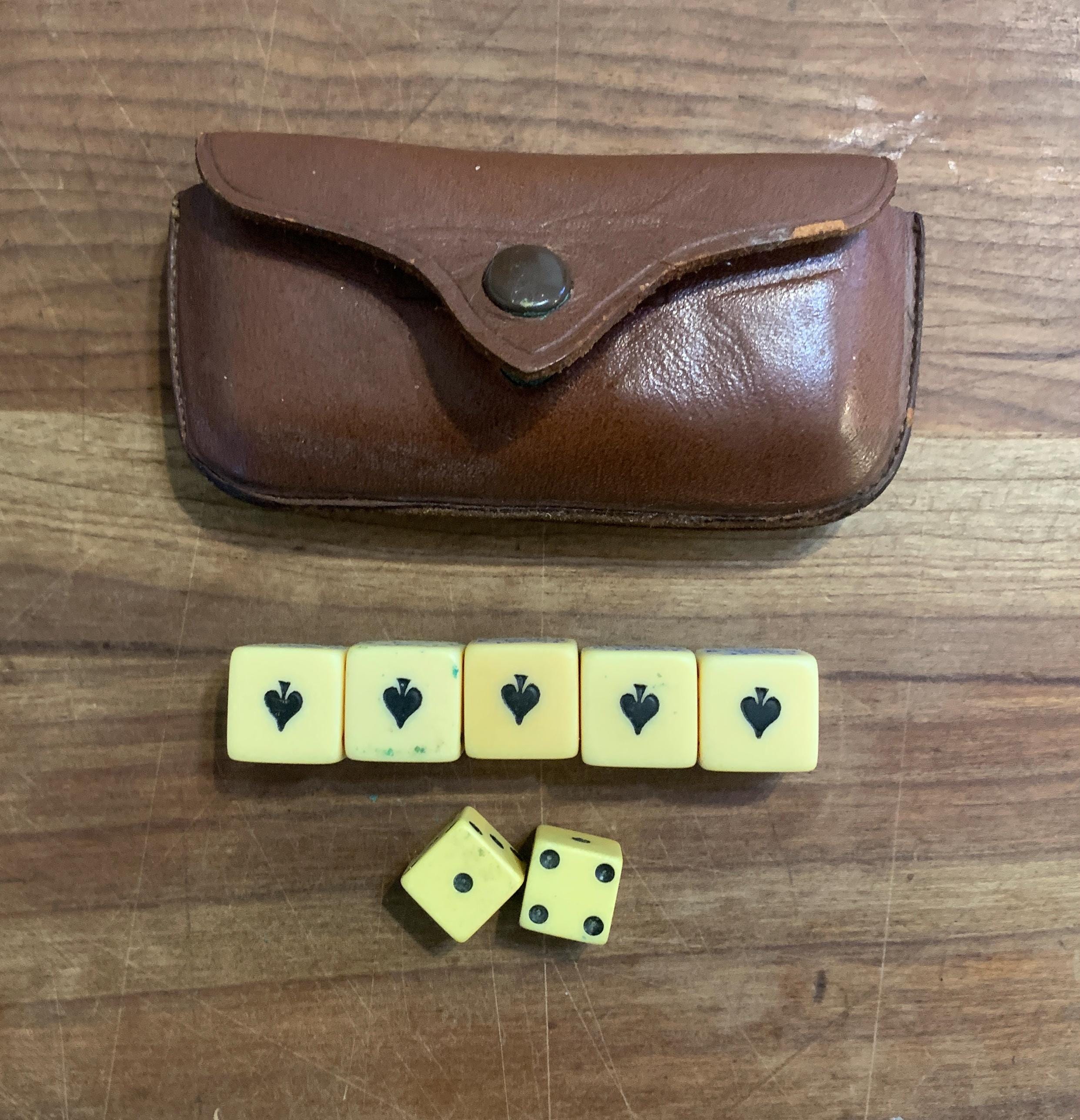 Vintage Set of Poker Dice in Leather Case - Etsy