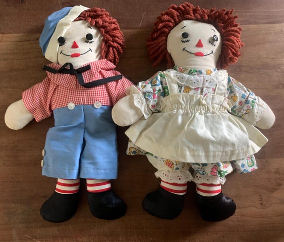 Vintage Raggedy Ann and Andy Dolls: Two-face, Sleepy/awake, 15