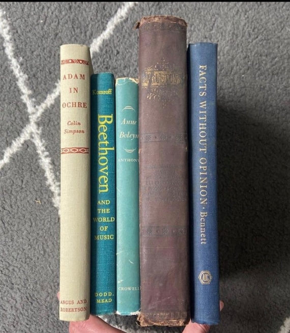 トールペイント作品　Antique Books Lot of 5 - Vintage Collectible Old Antique Books - Unsorted Mix