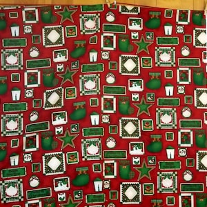 Christmas Collection Stamps Fabric, 2 Yards, Ships Free