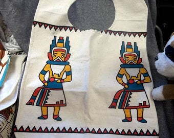 Senior Reversible Dining Bib, Southwestern Kachina Men Print