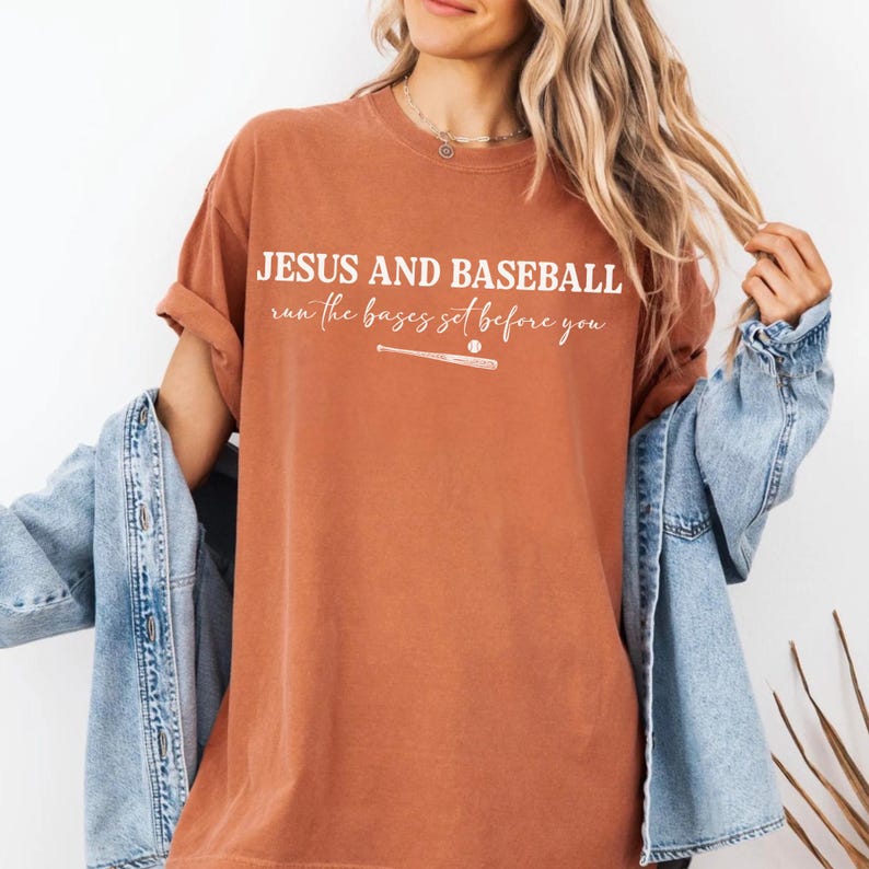 Comfort Colors® Christian Baseball Shirt, Jesus and Baseball Tee, Faith T-Shirt, Gift For Baseball Mom, Religious Game Day Apparel image 6