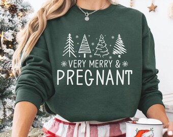 Very Merry & Pregnant Sweatshirt, Holiday Maternity Gift, Expecting Mom Apparel, Christmas Pregnancy Announcement, Festive Pregnancy Shirt