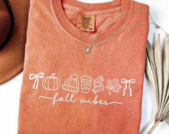 Comfort Colors® Fall Vibes T-Shirt | Autumn Pumpkin Cozy Season Graphic Tee | Fall Aesthetic Shirt