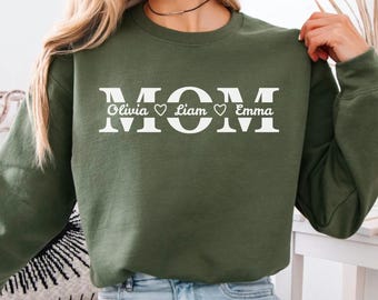 Custom Mom Sweathirt, Personalized Mama Shirt, Custom Children Name Mom Gift