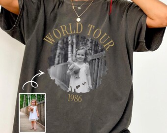 Comfort Colors® Custom Photo Year Birthday Shirt, Personalized Birthday Tee, Retro Birthday Gift, World Tour  Year Birthday Tee