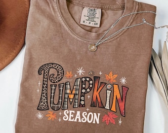 Maglietta Comfort Colors® Pumpkin Season, maglietta autunnale, abbigliamento per Halloween, maglietta comoda a forma di zucca, regalo per il Ringraziamento