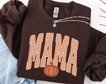 Mama Pumpkin Sweatshirt, Fall Pregnancy Announcement Shirt, Thanksgiving Mom Sweater, Autumn Pumpkin Patch Mama Crewneck