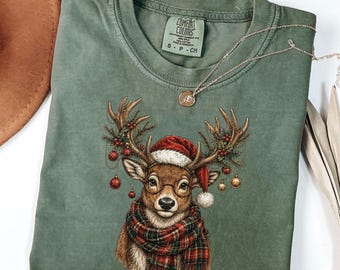 Comfort Colors® Christmas Vintage Reindeer Shirt, Merry Christmas T-Shirt