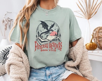 Maglietta Comfort Colors® Fantasy Readers Book Club, maglietta Dragon Bookish, regalo per gli amanti dei libri fantasy