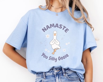 Namaste You Silly Goose T-Shirt | Funny Yoga Shirt | Tree Pose Goose Gift | Cute Mindfulness Tee | Yoga Lover Gift | Animal Yoga Tee