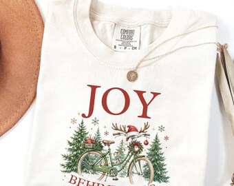 Comfort Colors® Christmas Cycling T-Shirt, Bike Rider Tee, Mountain Biking Road Cycling Gift for Cyclists, Men Women Bicycle Rider Shirt