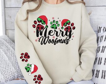 Merry Woofmas Sweatshirt, Merry Christmas Shirt, Christmas Dog Shirt, Xmas Gift For Dog Lover, Dog Mom Sweater, Funny Christmas Gift