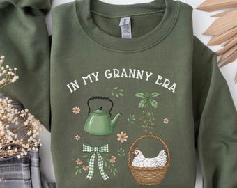 In meiner Oma Ära Shirt, Vintage Bauernhaus Huhn Sweathirt, Oma Cottagecore Rundhalsausschnitt, Oma Geschenk