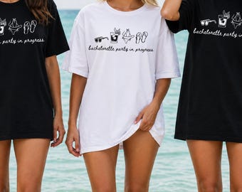 Bachelorette Party In Progress Shirt, Bach Party T-Shirts, Funny Bride Tees, Bridal Shower Gift, Bride Beach Top