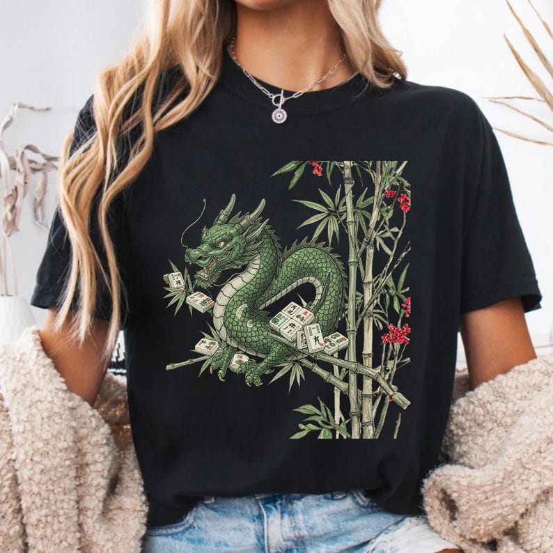 Comfort Colors® Dragon Mahjong T-Shirt, Bamboo Tile Graphic Shirt, Mahjong Gift, Game Night Tee, Mahjong Lover Gift image 8
