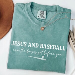 Comfort Colors® Christian Baseball Shirt, Jesus and Baseball Tee, Faith T-Shirt, Gift For Baseball Mom, Religious Game Day Apparel image 1