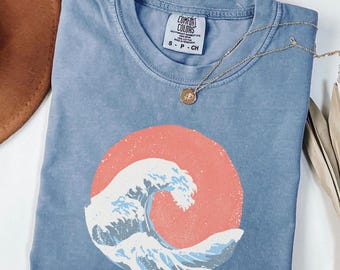 Comfort Colors® Sun Ocean Shirt, Sunset T-Shirt, Ocean Waves Tee, Summer TShirt, Summer Beach Shirt, Boho Summer Shirt