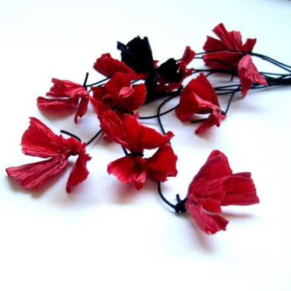 Items similar to paper flower necklace, paper jewellery, first anniversary gift, red statement