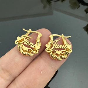 Custom Name Earrings,Kids Baby Hoop Earrings,Twist Name Earrings,Script Name Earrings,Mini Name Earrings,Personalized Earrings,Jewelry Gifts