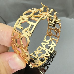 Custom Letter Hoop Earrings,18K Gold Name Earrings,Name Hoop Earrings,Personalized Earrings,Name Jewelry,Personalized Gifts,Christmas Gifts