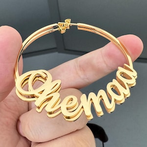 Custom Name Hoop Earrings,Gold Name Earrings,Personalized Earrings,Minimalist Earrings,Earrings For Women,Big Name Earring,Mom Jewelry Gifts