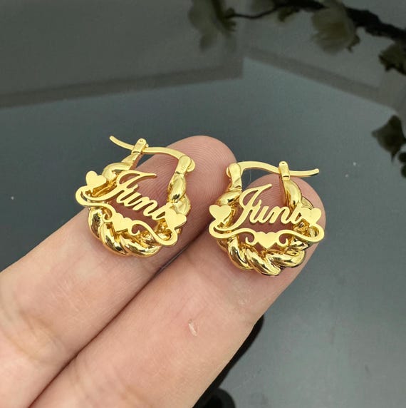 Custom Name Earrings,kids Baby Hoop Earrings,twist Name Earrings