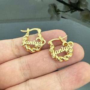 Custom Baby Hoop Earrings,Kids Name Earrings,Personalized Jewelry,Name Hoops,Gold Name Earrings,Mini Twist Hoop Earrings,Personalized Gifts