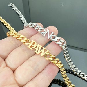 Collier prénom chaîne Cubam 8 mm, collier prénom personnalisé, collier initiale pour homme, nom prénom Jewley, collier pour homme, cadeaux personnalisés, Noël