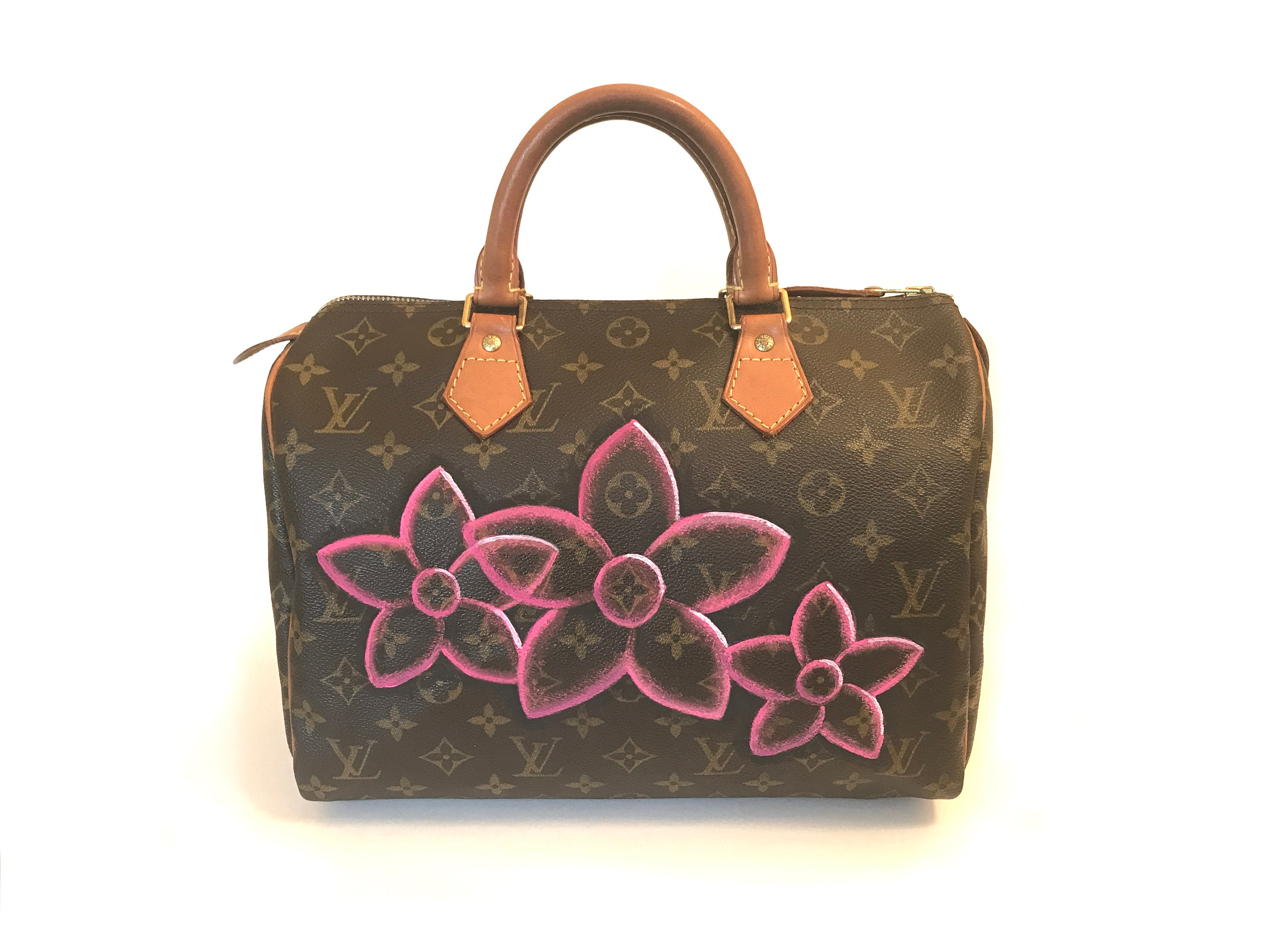 Service for Custom Hand painted Transparent Flower Design on Your Louis Vuitton Bag or Other Leather Bag Etsy