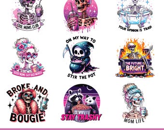 Boujee Skull Png Bundle, Funny Sarcastic Png, Skeleton Tshirt, Snarky Skeleton Png, Funny Skeleton, Funny Skull Png, Sublimation Design