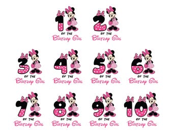 Familia de Minnie Birthday Girl Svg, Familia a juego de Minnie, Números de Minnie Mouse Svg, Png, Minnie Mouse Png, Paquete familiar de cumpleaños de niña