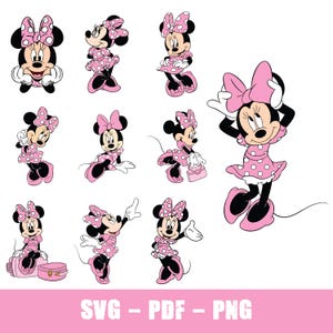 Bundle SVG Minnie Mouse, princesse Svg, anniversaire Minnie Mouse, clubhouse Minnie Mouse, Minnie Head Svg, téléchargement immédiat