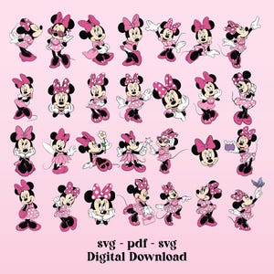 Pacchetto Svg PNG topo rosa, fiocco rosa a pois, topo a pois Svg, compleanno Svg, compleanno topo Svg, topo retrò Svg, topo classico, fiocco a pois Svg