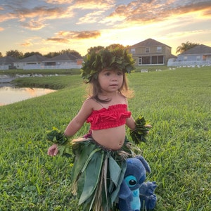 Hawaiian Ti Skirt Set Lilo & Friends For Smaller Hula Gal Performers ~ Made To Order For Larger Keiki Dancers ~ Hula Photo Op Costume