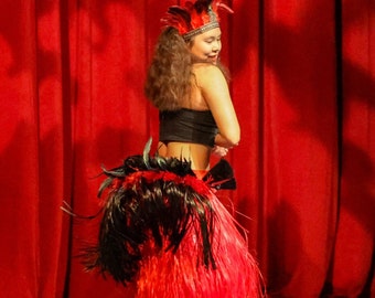 Retro Revival Hip Hei For Polynesian Dancing | Tasseled & Feathered Pacific Islander Dance Costume Made To Order