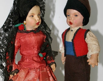 Spanish Dolls Little Asturian Boy & Girl of Seville ~ Vintage Sweethearts From Spain ~ Muñecas Pagés Matarin