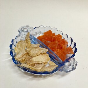 Depression Glass In Blue A Split Vintage Candy Dish For Holiday Home Table Décor & Collectors ~ A Sign Of The Times