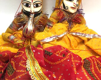 Kathputli Of Rajasthan Marionettes With Pungi & Nath Vintage Indian Dolls Nice Gift Idea