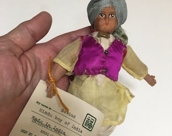 Elsie Krug Good Fortune Vintage Hindu Boy Doll Named Govind Or Abdul In Kurta And Fez | Paper Ephemera Plus Something More Substantial
