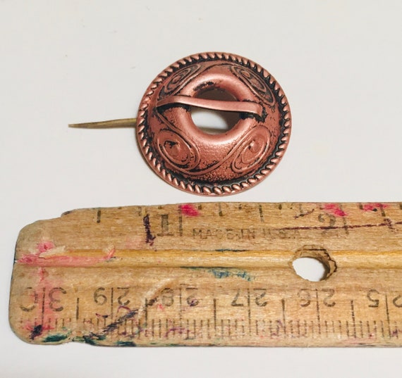 Estonian Brooch Antique Copper Diminutive, Tradit… - image 3